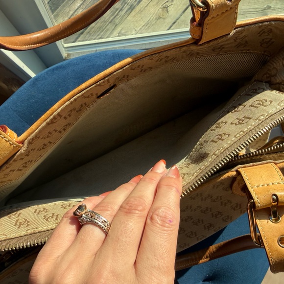 Dooney & Bourke Signature Monogram DB Leather Shoulder Bag - Picture 10 of 12